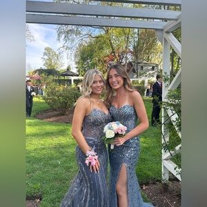 Ellie Wilde Blue and Silver Prom Dresses